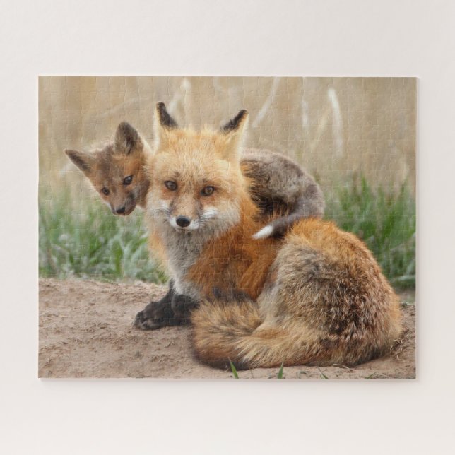 Cutest Baby Animals | Red Fox & Baby Jigsaw Puzzle (Horizontal)
