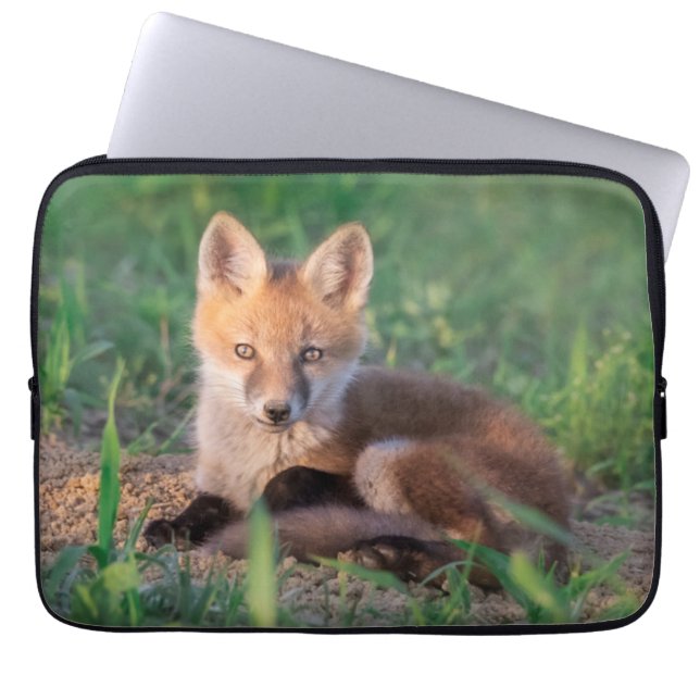 Cutest Baby Animals | Red Fox Kit Relaxing Laptop Sleeve (Front)