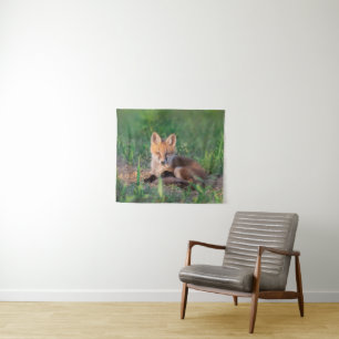 Cutest Baby Animals Red Fox Kit Relaxing Tapestry