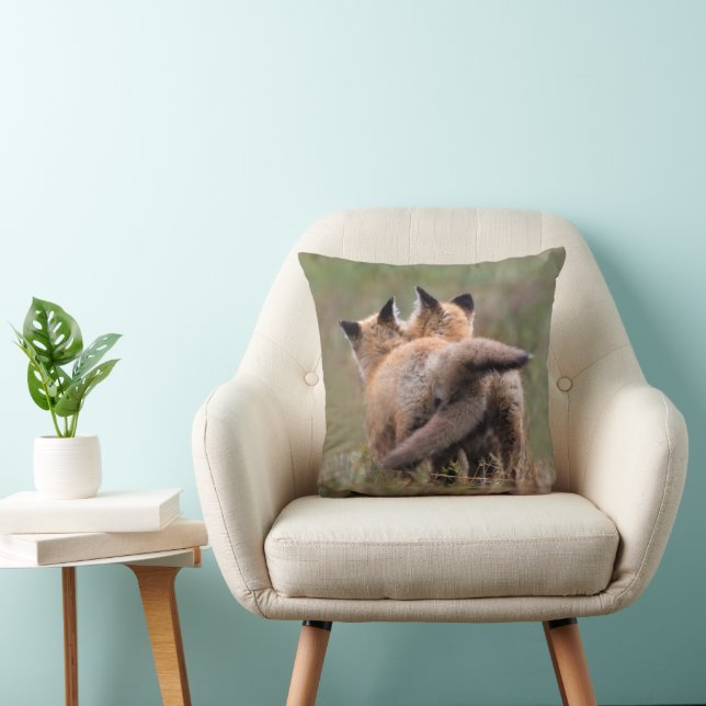 Cutest Baby Animals | Red Fox Kits Locking Tails Cushion (Chair)