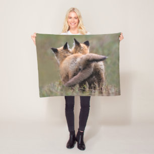 Cutest Baby Animals Red Fox Kits Locking Tails Fleece Blanket