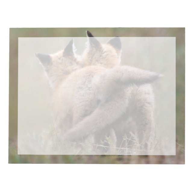 Cutest Baby Animals | Red Fox Kits Locking Tails Notepad (Front)