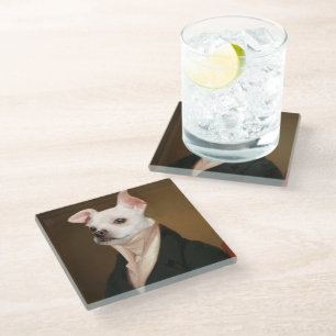 Cutest Baby Animals   Royal Chihuahua Portrait Glass Coaster