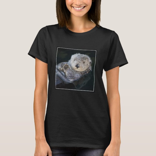 Cutest Baby Animals | Sea Otter Floating T-Shirt (Front)