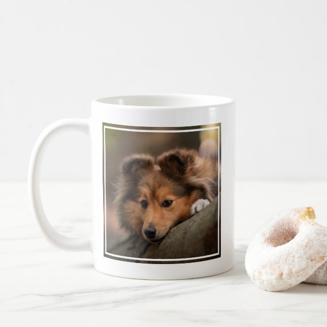Cutest Baby Animals | Shetland Sheepdog Puppy Coffee Mug (With Donut)