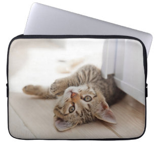 Cutest Baby Animals Shorthair Tabby Kitten Laptop Sleeve