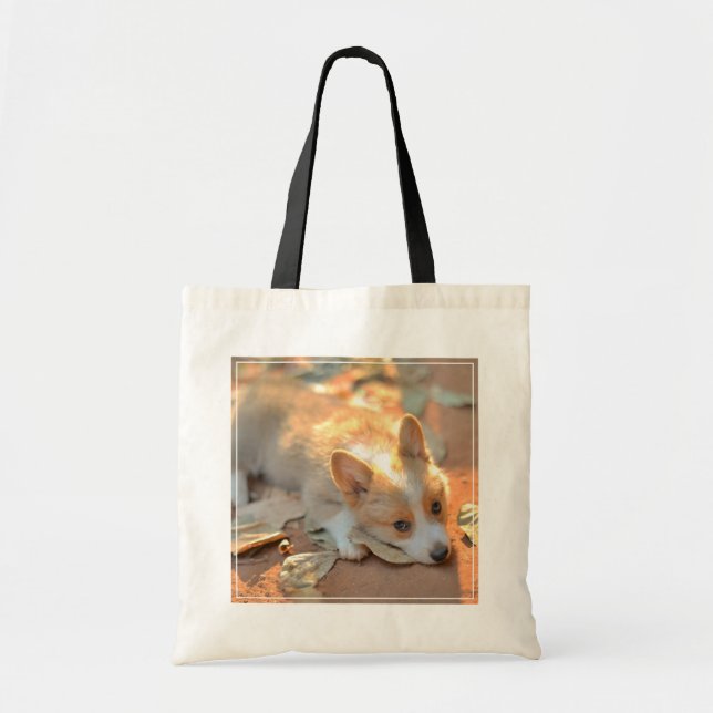 Cutest Baby Animals | Shy Corgi Tote Bag (Front)