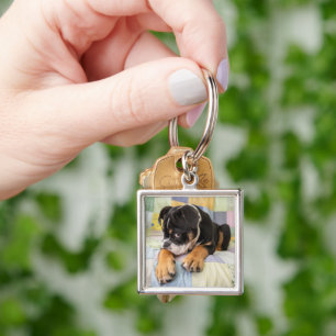 Cutest Baby Animals Shy Old English Bulldog Key Ring