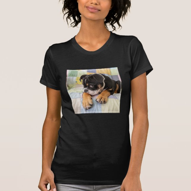 Cutest Baby Animals | Shy Old English Bulldog T-Shirt (Front)