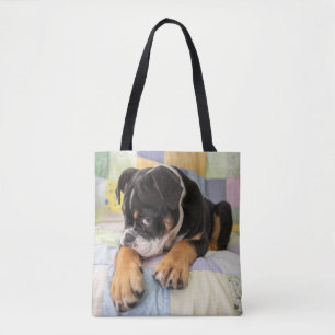 Cutest Baby Animals   Shy Old English Bulldog Tote Bag