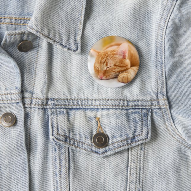 Cutest Baby Animals | Sleeping Ginger Cat 6 Cm Round Badge (In Situ)