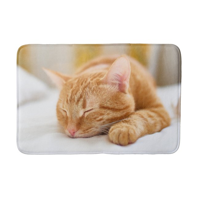 Cutest Baby Animals | Sleeping Ginger Cat Bath Mat (Front)