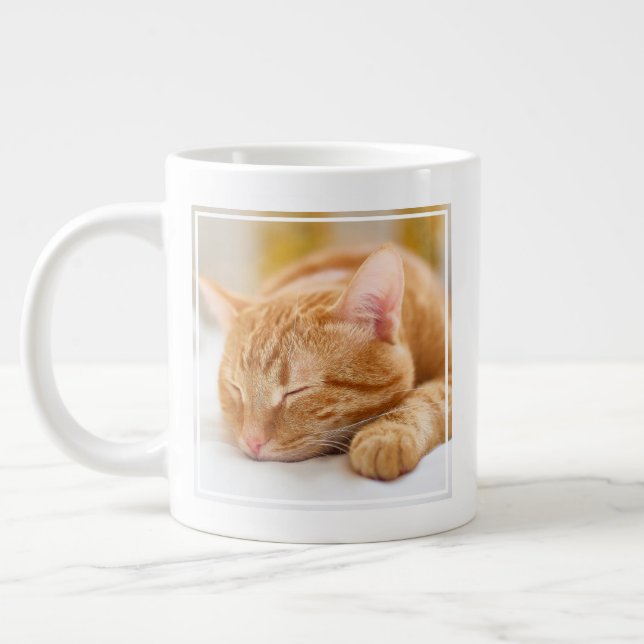 Cutest Baby Animals | Sleeping Ginger Cat Large Coffee Mug (Left)