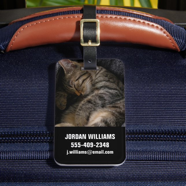 Cutest Baby Animals | Sleeping Tabby Cat Luggage Tag (Front Insitu 2)