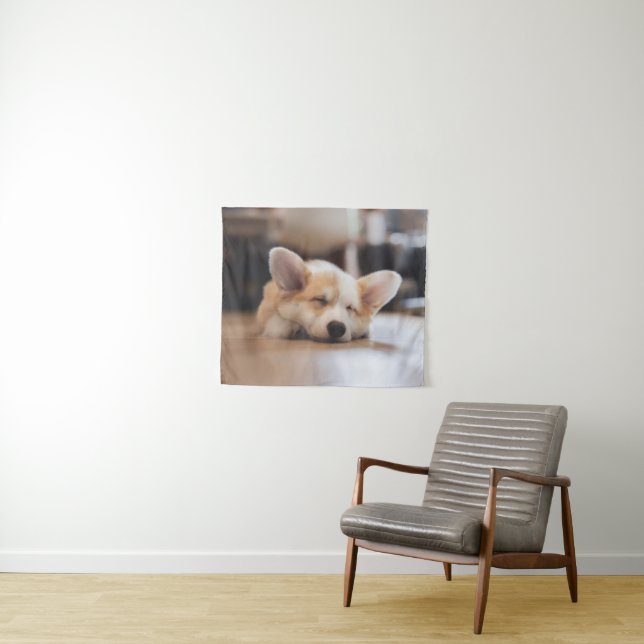 Cutest Baby Animals | Sleepy Corgi Tapestry (In Situ (Horizontal))