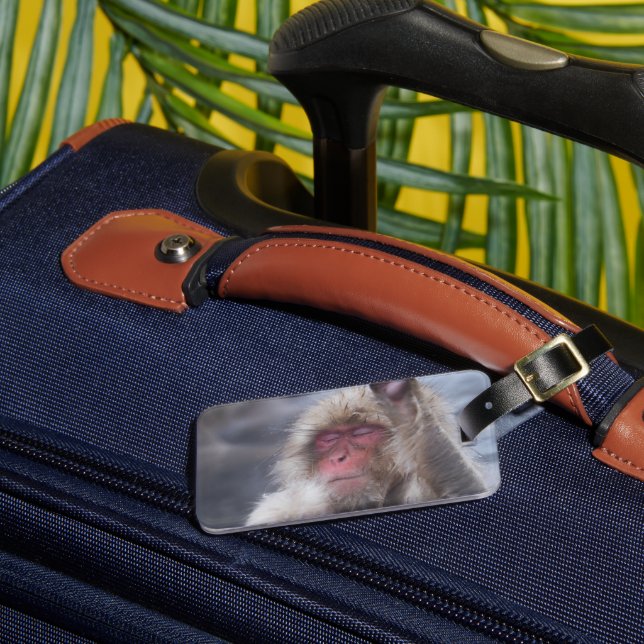 Cutest Baby Animals | Snow Monkey Face Luggage Tag (Front Insitu 3)