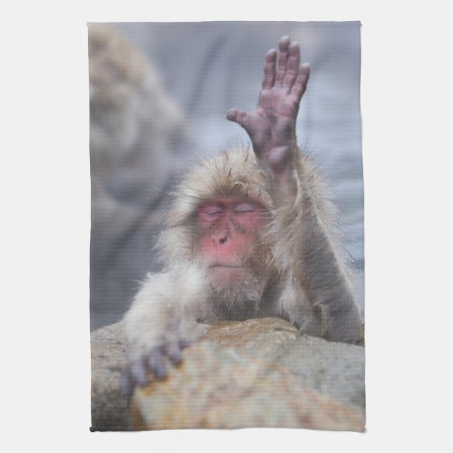 Cutest Baby Animals | Snow Monkey Face Tea Towel (Vertical)