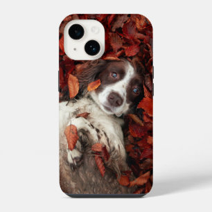 Cutest Baby Animals Spaniel in Autumn Leaves iPhone 14 Case