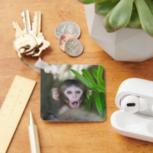 Cutest Baby Animals   Surprised Snow Monkey Key Ring