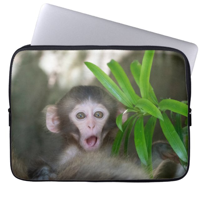 Cutest Baby Animals | Surprised Snow Monkey Laptop Sleeve (Front)