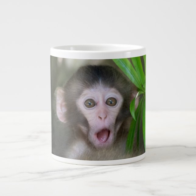 Cutest Baby Animals | Surprised Snow Monkey Large Coffee Mug (Front)