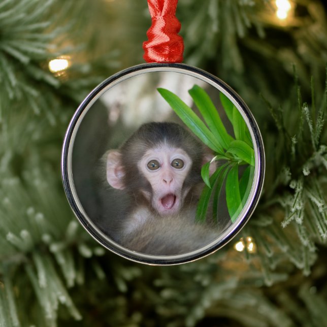 Cutest Baby Animals | Surprised Snow Monkey Metal Tree Decoration (Tree)