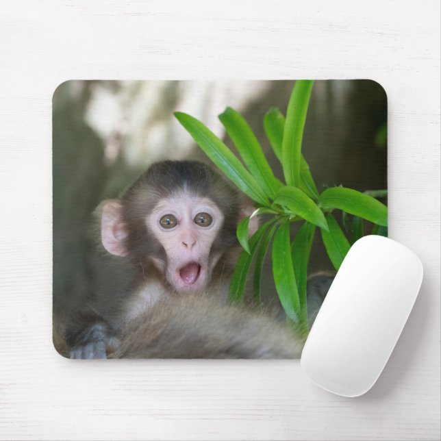 Cutest Baby Animals | Surprised Snow Monkey Mouse Pad (With Mouse)