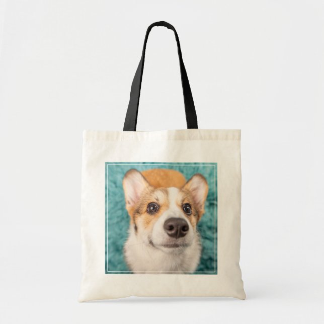 Cutest Baby Animals | Sweet Corgi Puppy Face Tote Bag (Front)