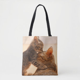 Cutest Baby Animals Tabby Kitten Kiss Tote Bag