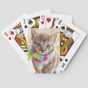 Cutest Baby Animals Tabby Kitten Rainbow Scarf Playing Cards