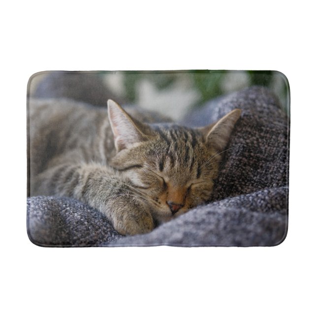 Cutest Baby Animals | Tabby Kitten Sleeping Bath Mat (Front)