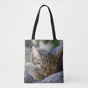 Cutest Baby Animals Tabby Kitten Sleeping Tote Bag