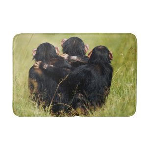 Cutest Baby Animals Three Chimpanzees Hugging Bath Mat