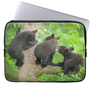 Cutest Baby Animals Three Young Black Bear Cubs Laptop Sleeve