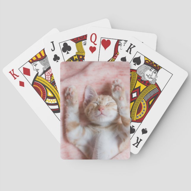 Cutest Baby Animals | Tiny Orange Striped Kitten Playing Cards (Back)