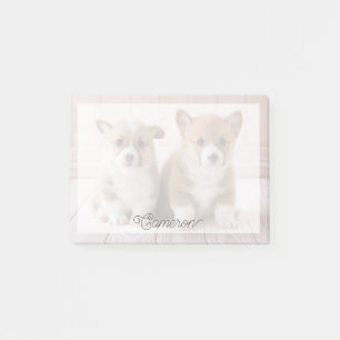 Cutest Baby Animals Two Baby Corgis Sitting Post-it Notes