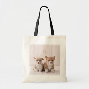Cutest Baby Animals   Two Baby Corgis Sitting Tote Bag