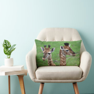 Cutest Baby Animals   Two Baby Giraffes Lumbar Cushion