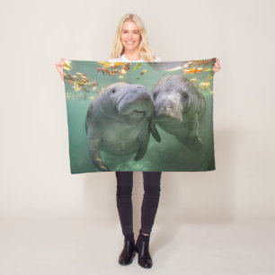 Cutest Baby Animals   Two Manatees Fleece Blanket