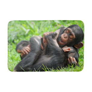 Cutest Baby Animals Two Young Chimpanzees Bath Mat