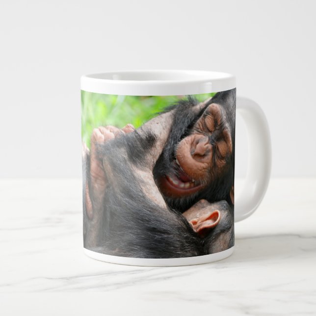 Cutest Baby Animals | Two Young Chimpanzees Large Coffee Mug (Front Right)