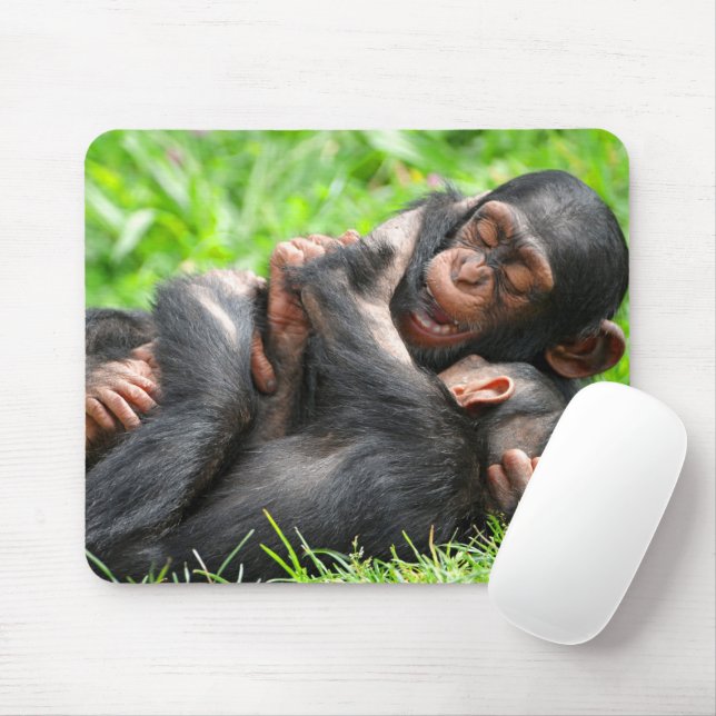 Cutest Baby Animals | Two Young Chimpanzees Mouse Pad (With Mouse)