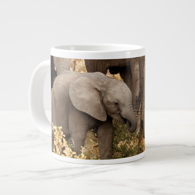 Cutest Baby Animals | Two Young Elephants Large Coffee Mug (Front Left)