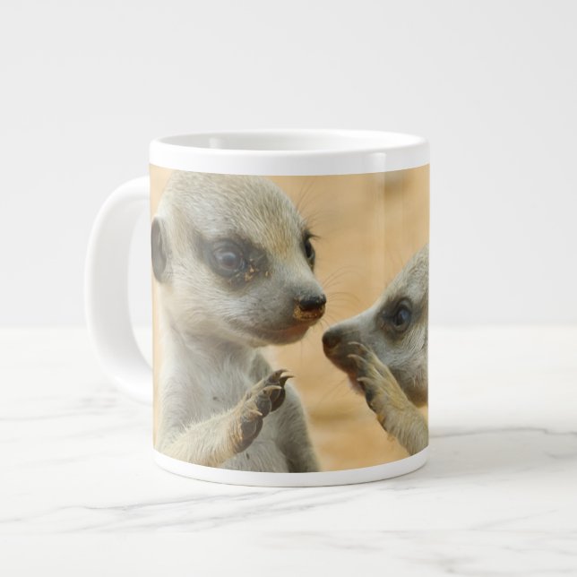 Cutest Baby Animals | Two Young Meerkats Large Coffee Mug (Front Left)