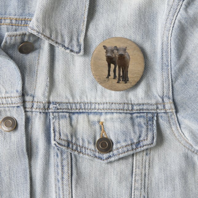 Cutest Baby Animals | Two Young Warthogs 6 Cm Round Badge (In Situ)