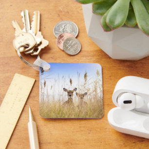 Cutest Baby Animals Two Young White Tailed Deer Key Ring