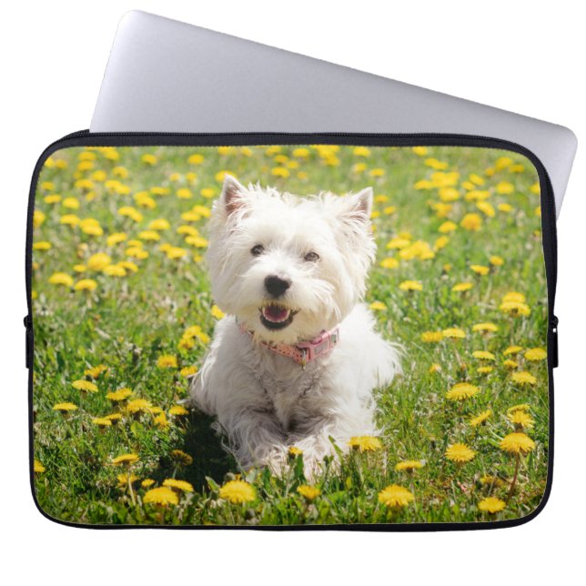 Cutest Baby Animals | Westie Dog in Dandelions Laptop Sleeve (Front)