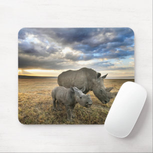 Cutest Baby Animals White Rhino & Calf Mouse Pad