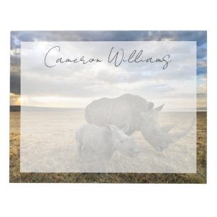 Cutest Baby Animals White Rhino & Calf Notepad