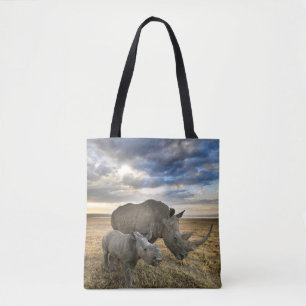 Cutest Baby Animals White Rhino & Calf Tote Bag